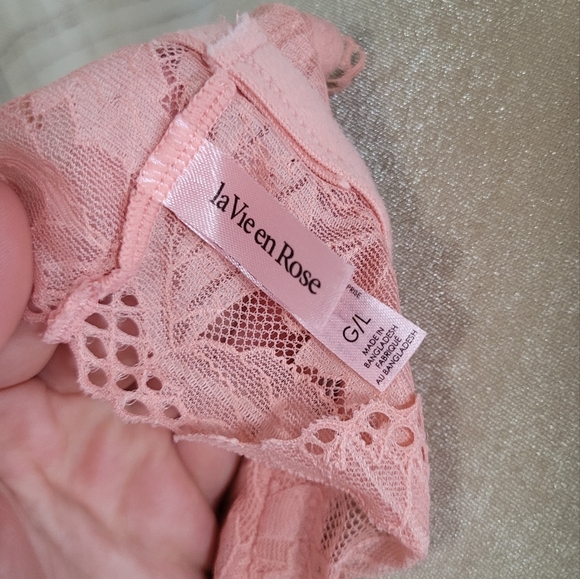 Coral Pink Bralette Large La Vie en Rose Lace - Picture 4 of 4